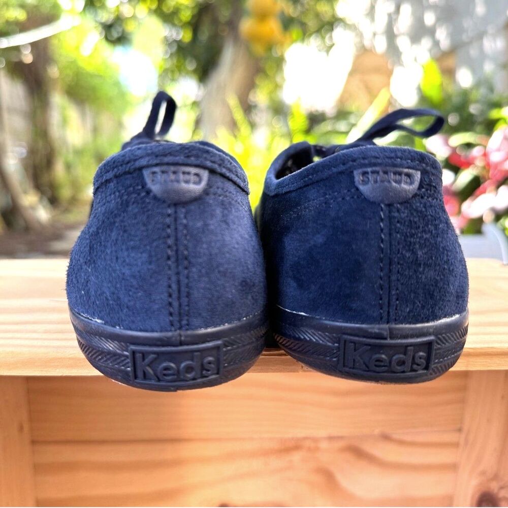NWOT Keds x Staud Champion Royal Navy 100% Suede Leather Low Sneakers Size 7.5 - Picture 10 of 11